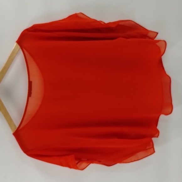 THML Anthropologie Orange Embroidered Cape Flutter Sleeve size medium sheer - Picture 10 of 10